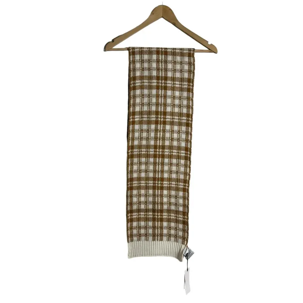 Timberland Buffalo Cozy Plaid Rust Orange Cream Knit Scarf Unisex